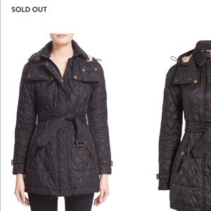 Burberry Navy Finsbridge Belted Quilted Jacket